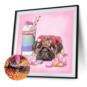 Pug And Dessert 45*45CM(Picture) Full Round Drill Diamond Painting