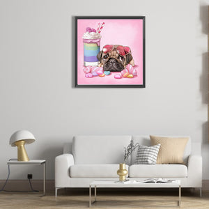 Pug And Dessert 45*45CM(Picture) Full Round Drill Diamond Painting