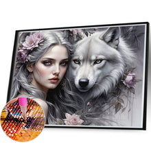 Load image into Gallery viewer, Wolf And Girl 60*45CM(Picture) Full Round Drill Diamond Painting
