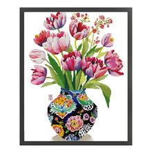 Load image into Gallery viewer, Joy Sunday - Three Tulips - 36*43CM 14CT 2 Stamped Cross Stitch
