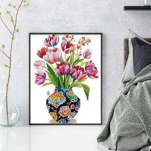 Joy Sunday - Three Tulips - 36*43CM 14CT 2 Stamped Cross Stitch