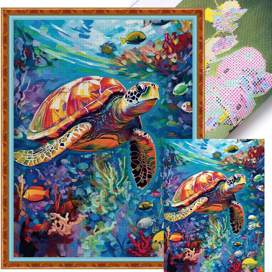 Sea Turtle - Full 11CT Stamped Cross Stitch 40x55CM - Yishu