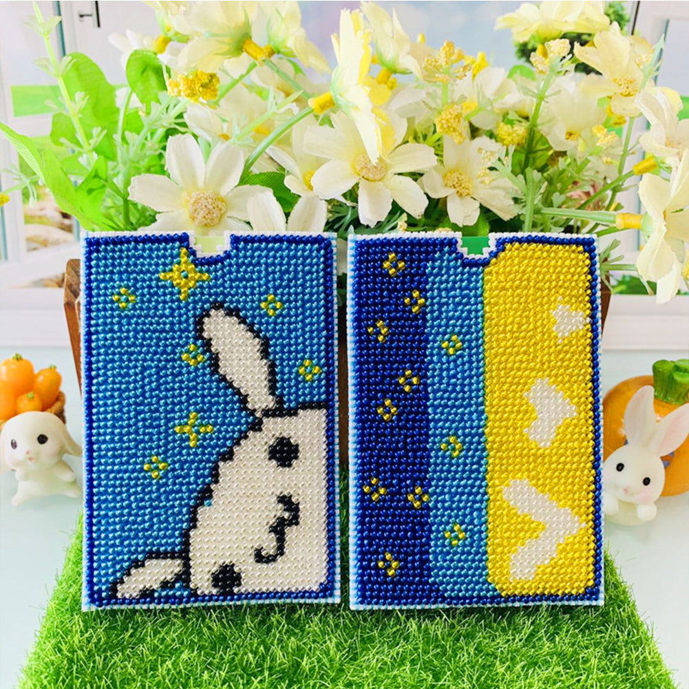 Cross Stitch Card Bag 6.7x9.7CM Embroidery Card Cover for Art Crafts (Rabbit)