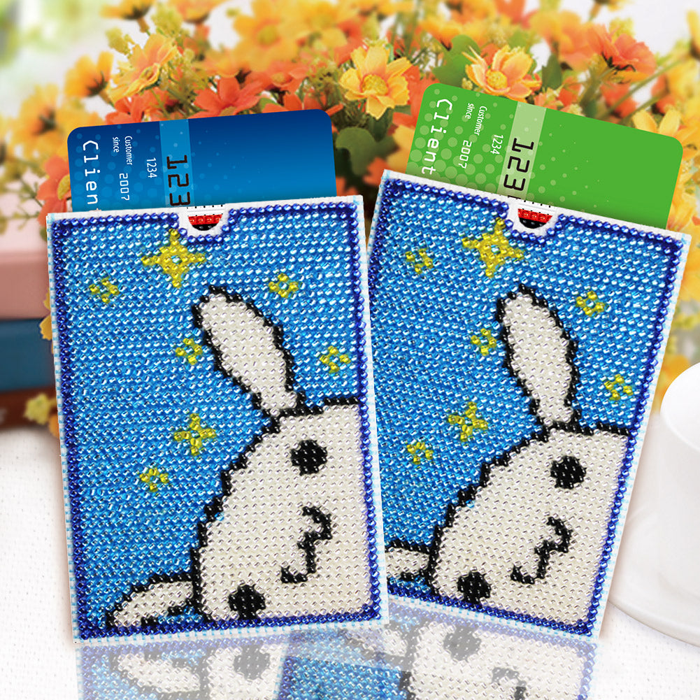 Cross Stitch Card Bag 6.7x9.7CM Embroidery Card Cover for Art Crafts (Rabbit)