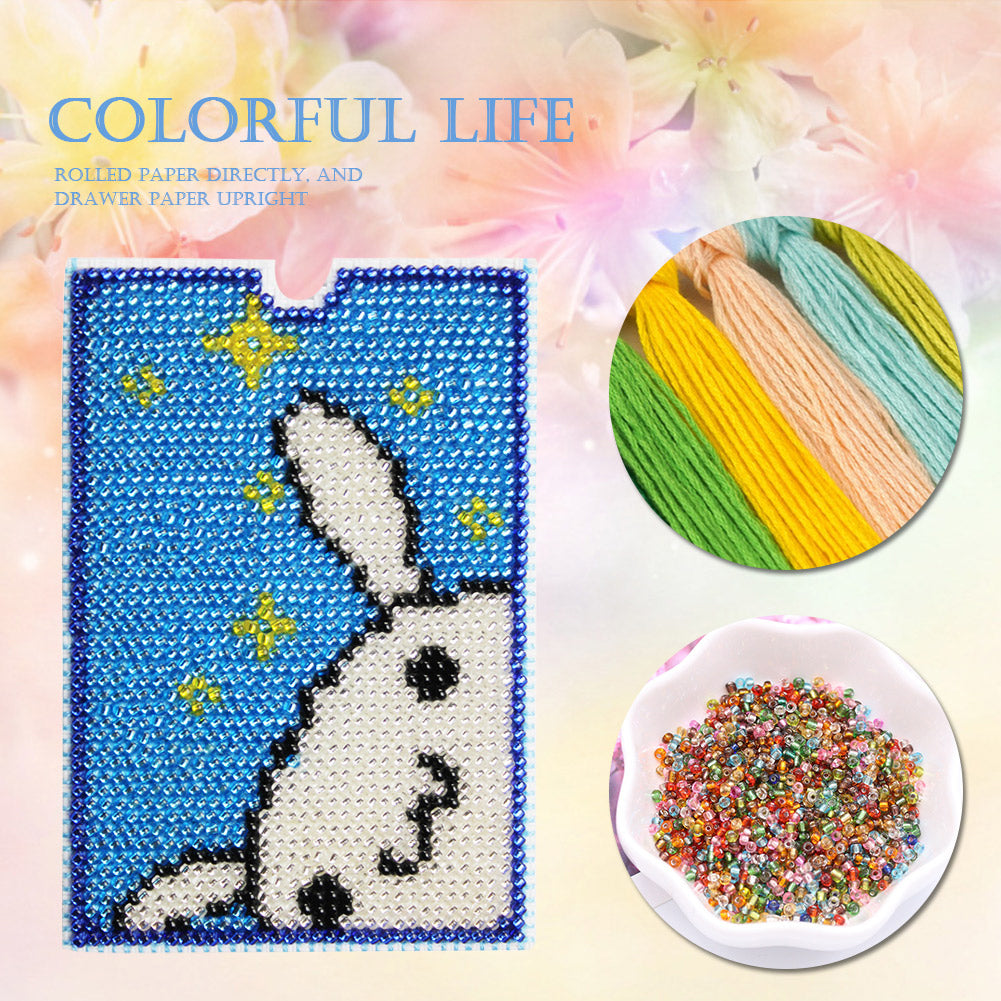 Cross Stitch Card Bag 6.7x9.7CM Embroidery Card Cover for Art Crafts (Rabbit)