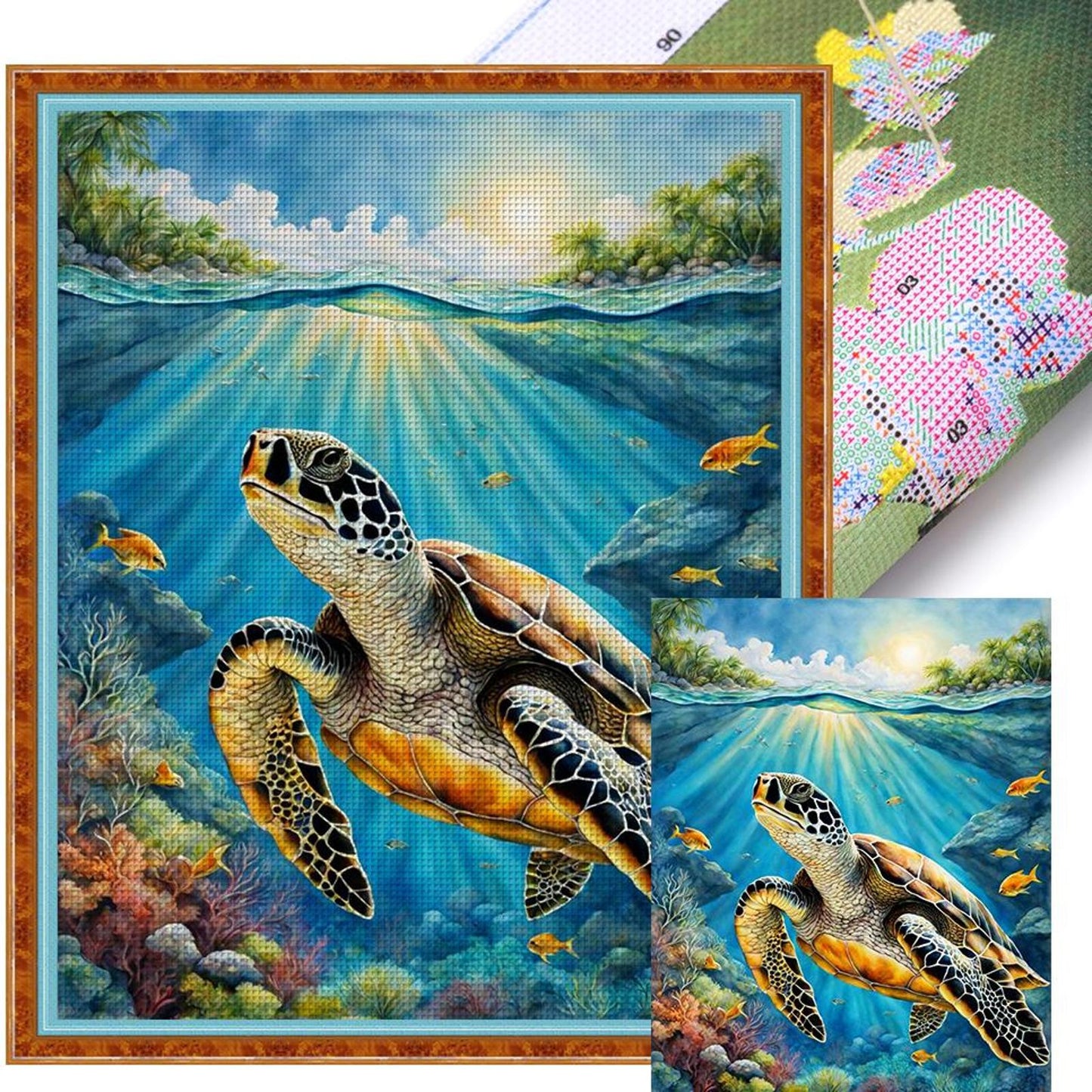 Sea Turtle - Full 11CT Stamped Cross Stitch 40x50CM - Yishu