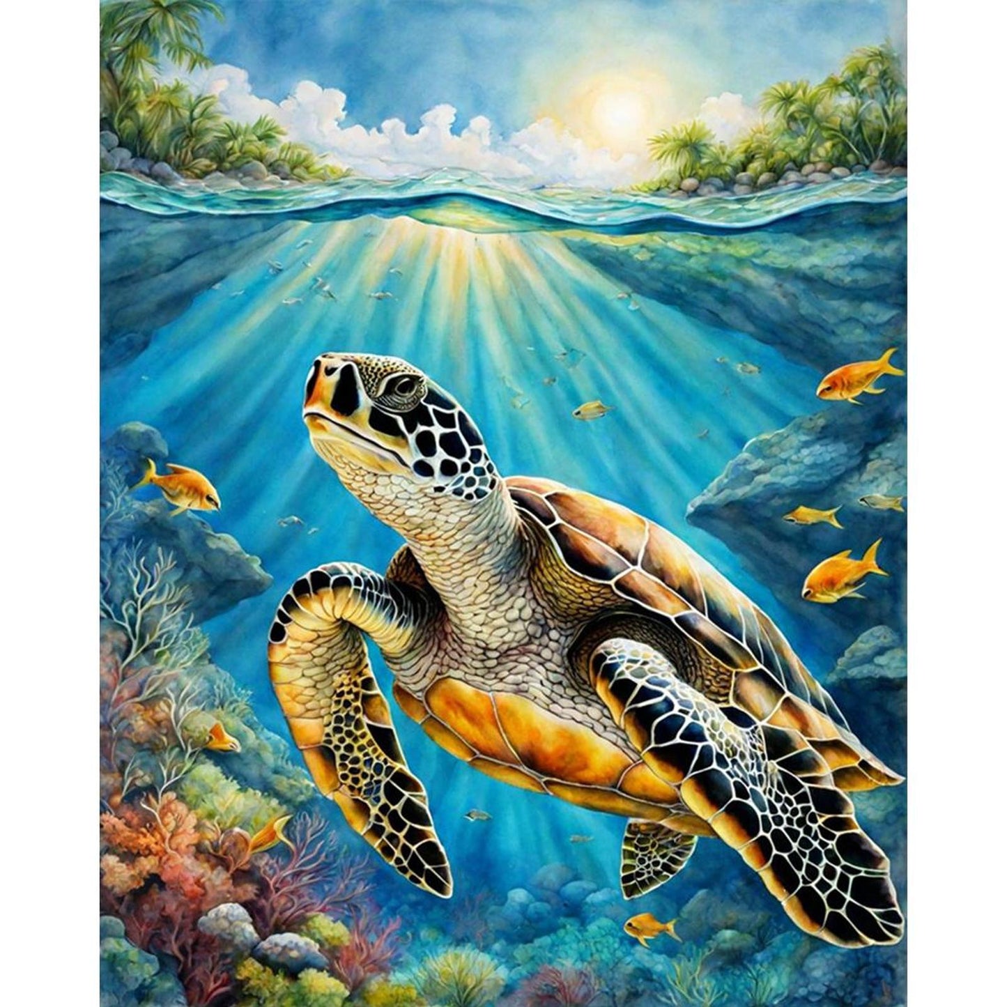 Sea Turtle - Full 11CT Stamped Cross Stitch 40x50CM - Yishu