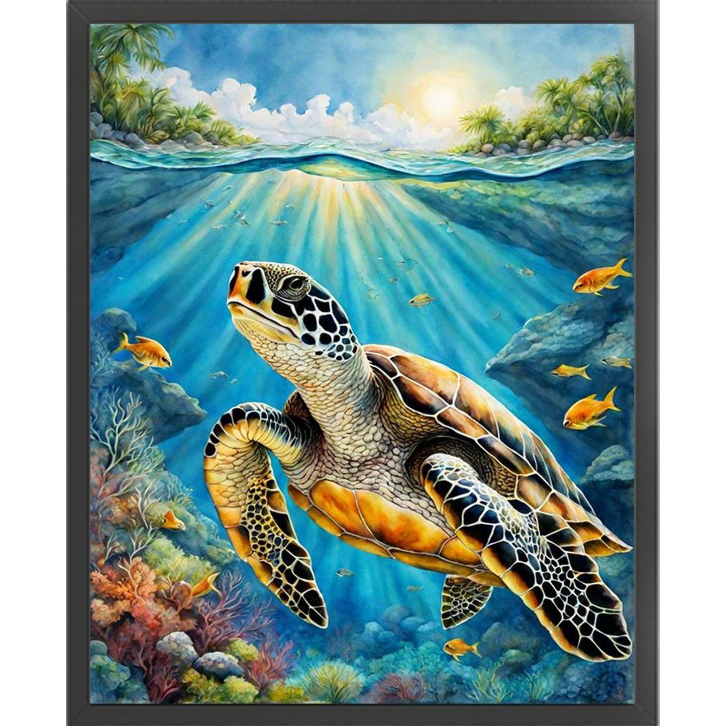 Sea Turtle - Full 11CT Stamped Cross Stitch 40x50CM - Yishu