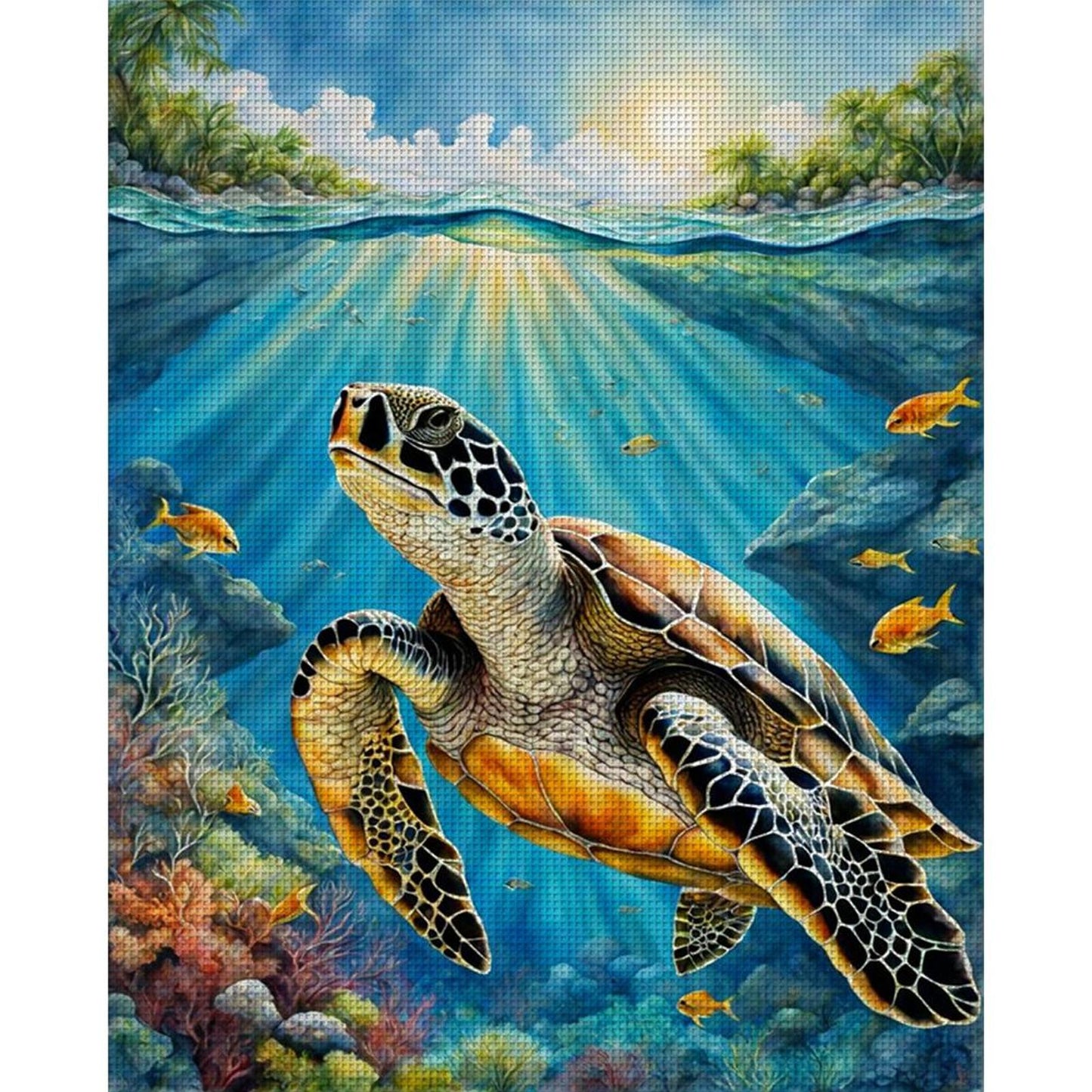 Sea Turtle - Full 11CT Stamped Cross Stitch 40x50CM - Yishu