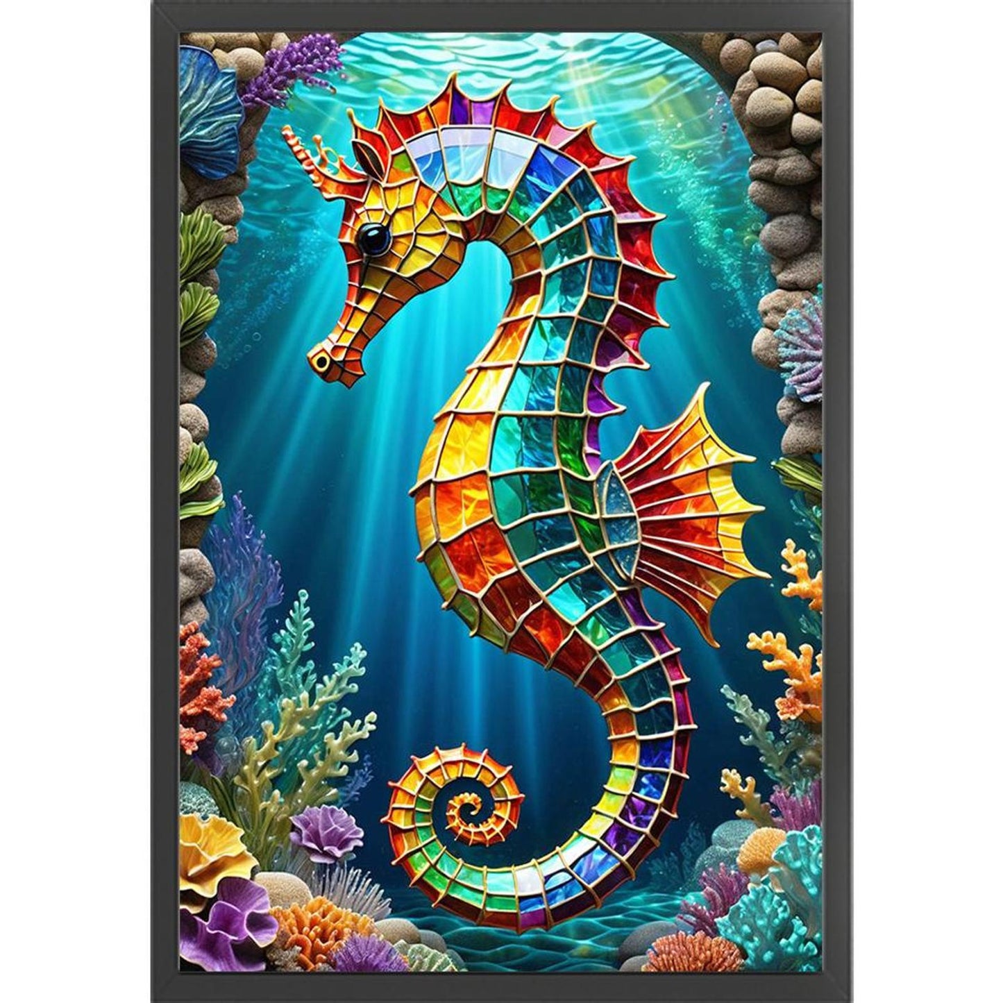 Seahorse - Full 11CT Stamped Cross Stitch 40x60CM - Yishu