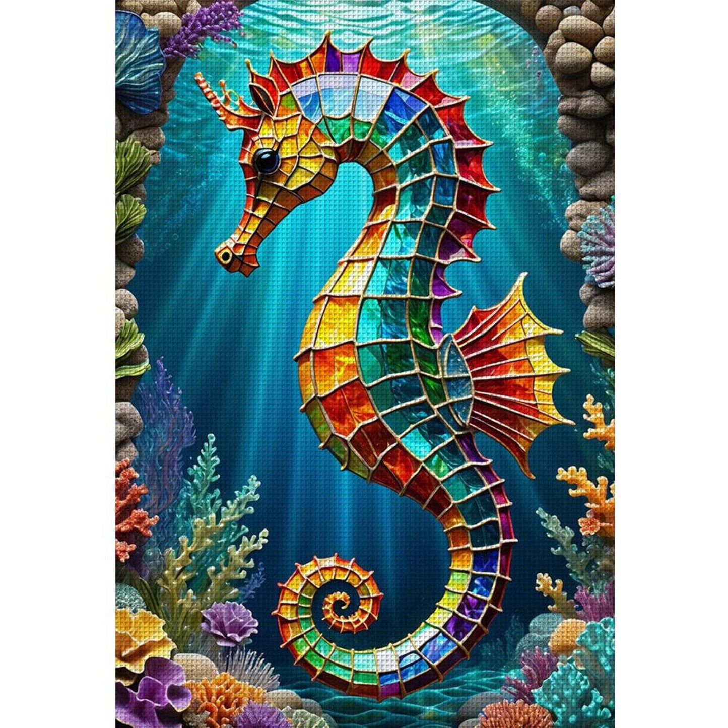 Seahorse - Full 11CT Stamped Cross Stitch 40x60CM - Yishu