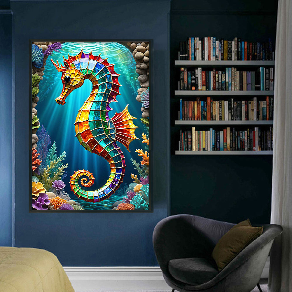 Seahorse - Full 11CT Stamped Cross Stitch 40x60CM - Yishu
