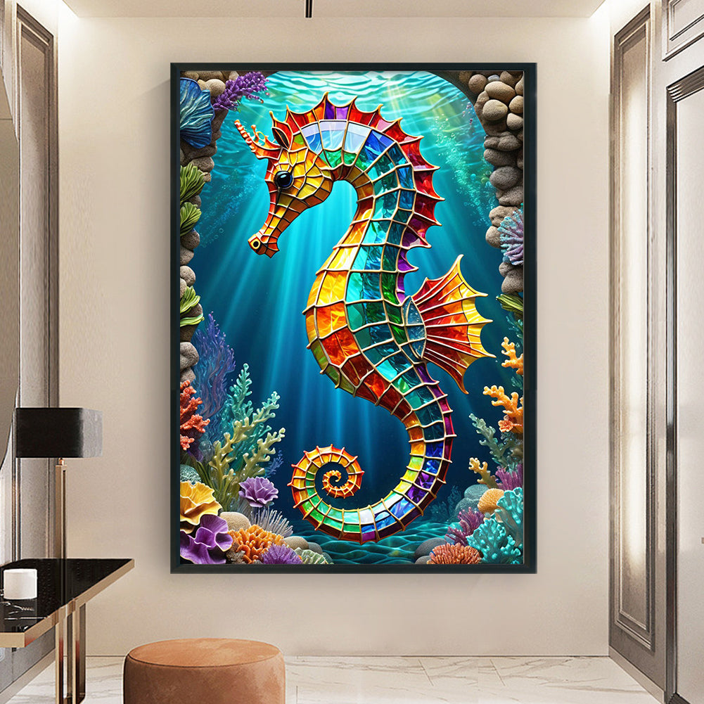 Seahorse - Full 11CT Stamped Cross Stitch 40x60CM - Yishu