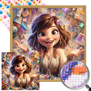 Modern Artist Girl 40*40CM(Picture) Full Round Drill Diamond Painting