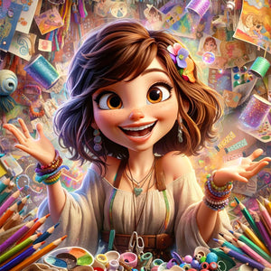 Modern Artist Girl 40*40CM(Picture) Full Round Drill Diamond Painting