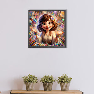 Modern Artist Girl 40*40CM(Picture) Full Round Drill Diamond Painting