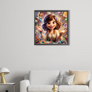 Modern Artist Girl 40*40CM(Picture) Full Round Drill Diamond Painting