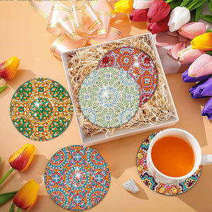 8Pcs Wooden Pattern DIY Diamond Painting Coasters Diamond Dot Kits for Beginners