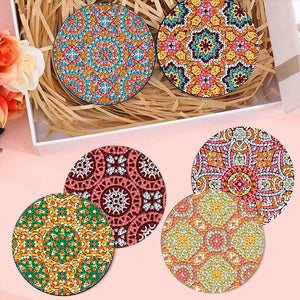 8Pcs Wooden Pattern DIY Diamond Painting Coasters Diamond Dot Kits for Beginners