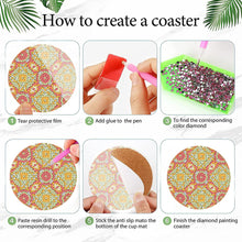 Load image into Gallery viewer, 8Pcs Wooden Pattern DIY Diamond Painting Coasters Diamond Dot Kits for Beginners
