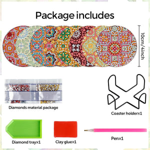 8Pcs Wooden Pattern DIY Diamond Painting Coasters Diamond Dot Kits for Beginners
