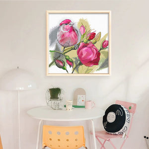 Spring Brand - Rose And Bird - 45*45CM 11CT 4 Stamped Cross Stitch Egyptian cotton
