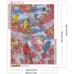 Birds And Flowers 45*60CM(Canvas) Full Round Drill Diamond Painting