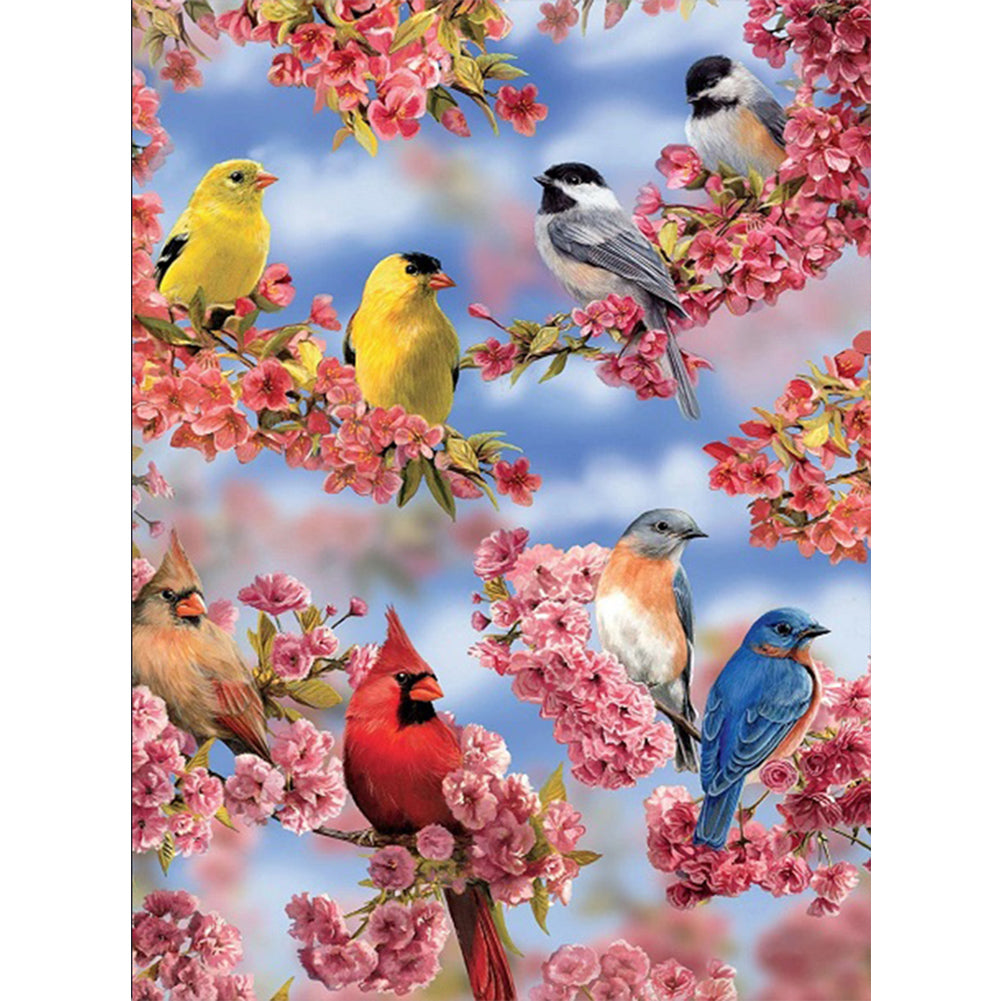 Birds And Flowers 45*60CM(Canvas) Full Round Drill Diamond Painting