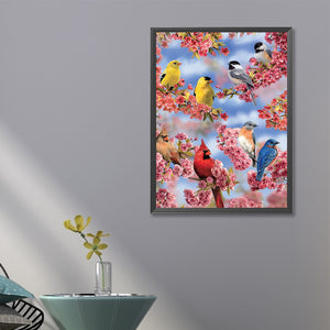 Birds And Flowers 45*60CM(Canvas) Full Round Drill Diamond Painting