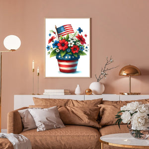Independence Day Flower Pot 30*40CM(Canvas) Full Round Drill Diamond Painting