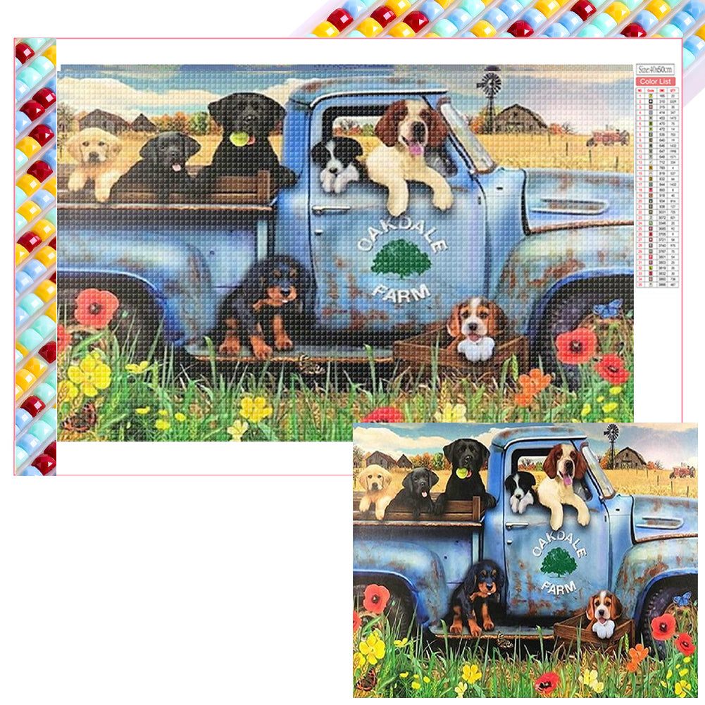 Dog In Truck 40*50CM(Picture) Full Square Drill Diamond Painting