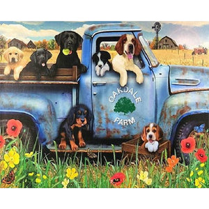 Dog In Truck 40*50CM(Picture) Full Square Drill Diamond Painting
