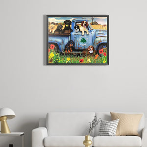 Dog In Truck 40*50CM(Picture) Full Square Drill Diamond Painting