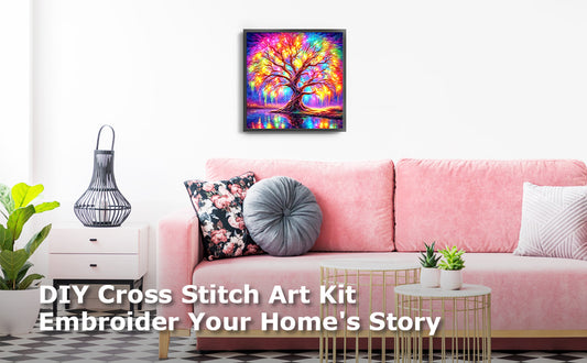 Colorful Tree Of Life - Full 11CT Counted Cross Stitch 45x45CM - Yishu