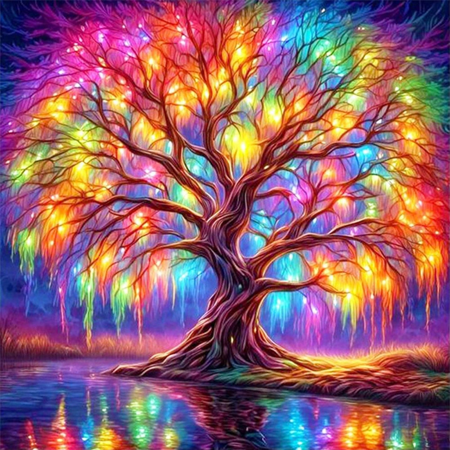 Colorful Tree Of Life - Full 11CT Counted Cross Stitch 45x45CM - Yishu