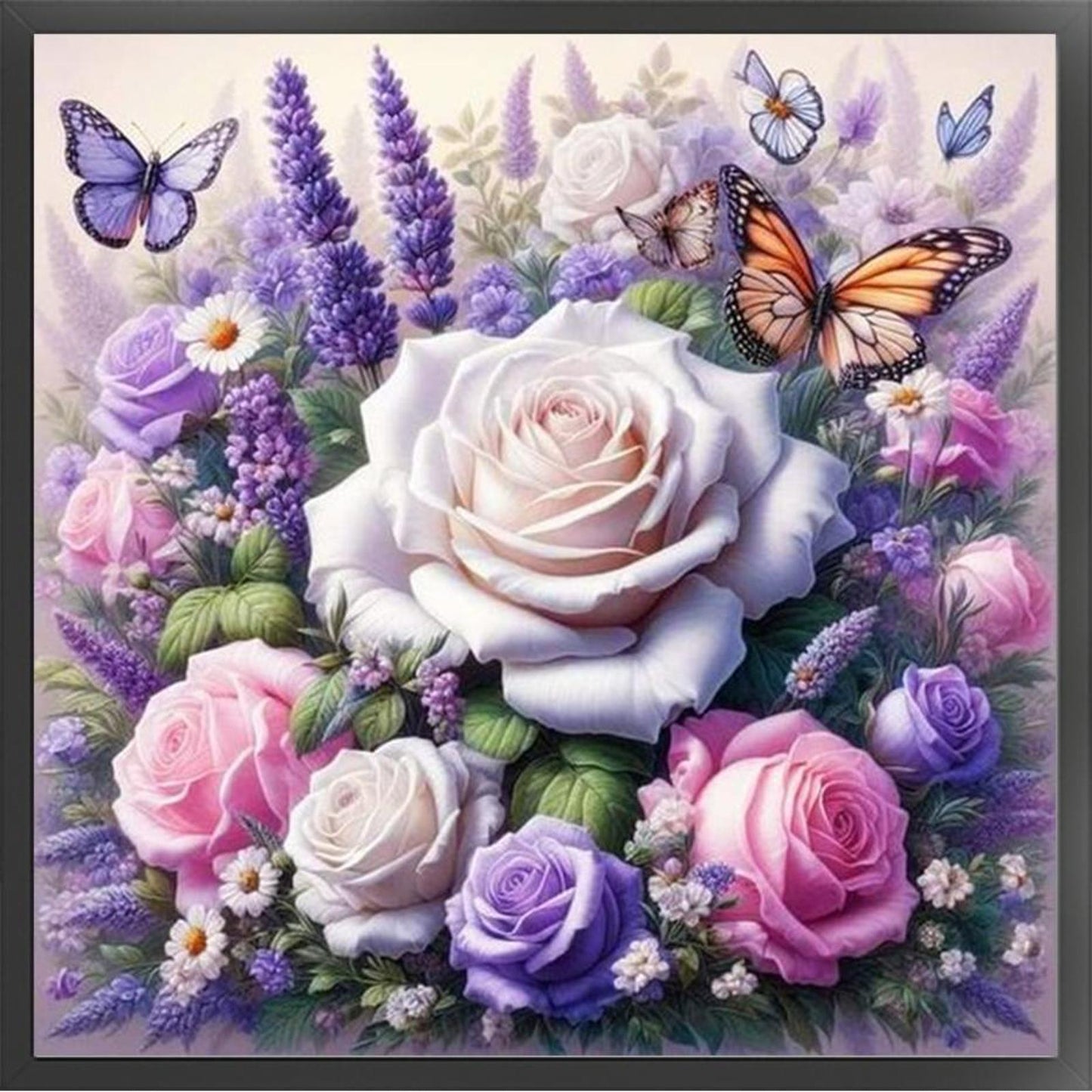 Butterfly And Rose - Full 11CT Counted Cross Stitch 45x45CM - Yishu