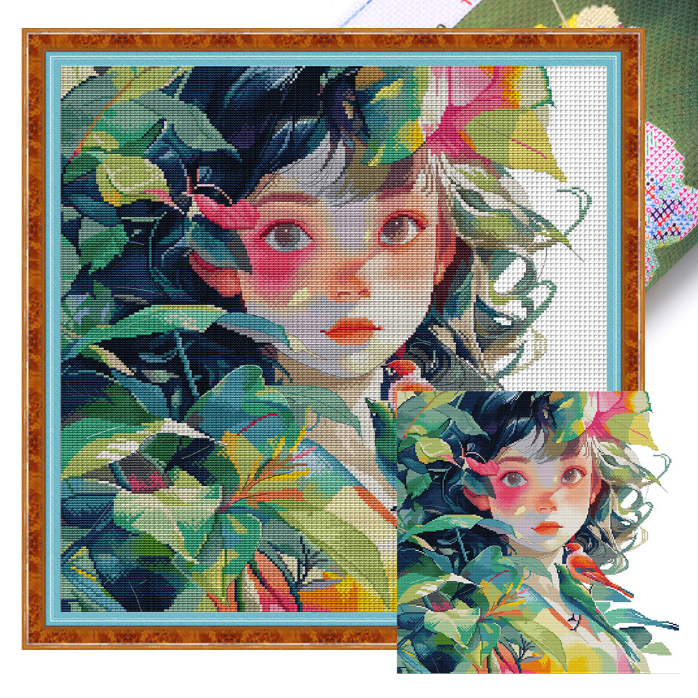 Joy Sunday - Girl - 47*47CM 14CT 2 Stamped Cross Stitch