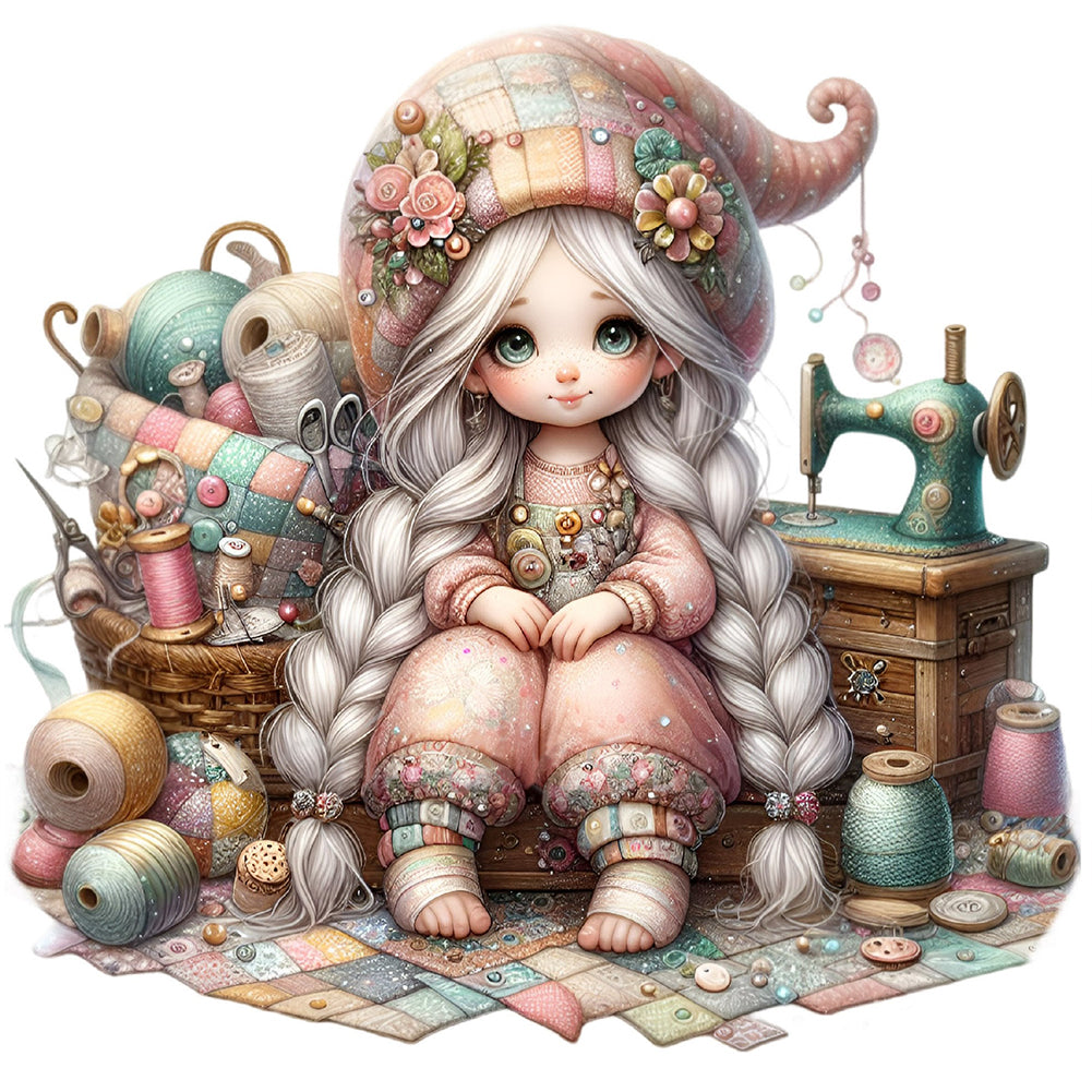 Gnome Girl 40*40CM(Canvas) Full Round Drill Diamond Painting