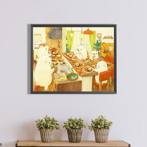 Polar Bear Family 50*40CM(Canvas) Full Round Drill Diamond Painting