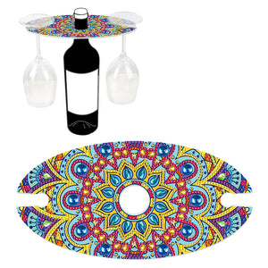 Acrylic Special Shaped Mandala Art 5D DIY Diamond Art Wine Bottle Holder for Bar
