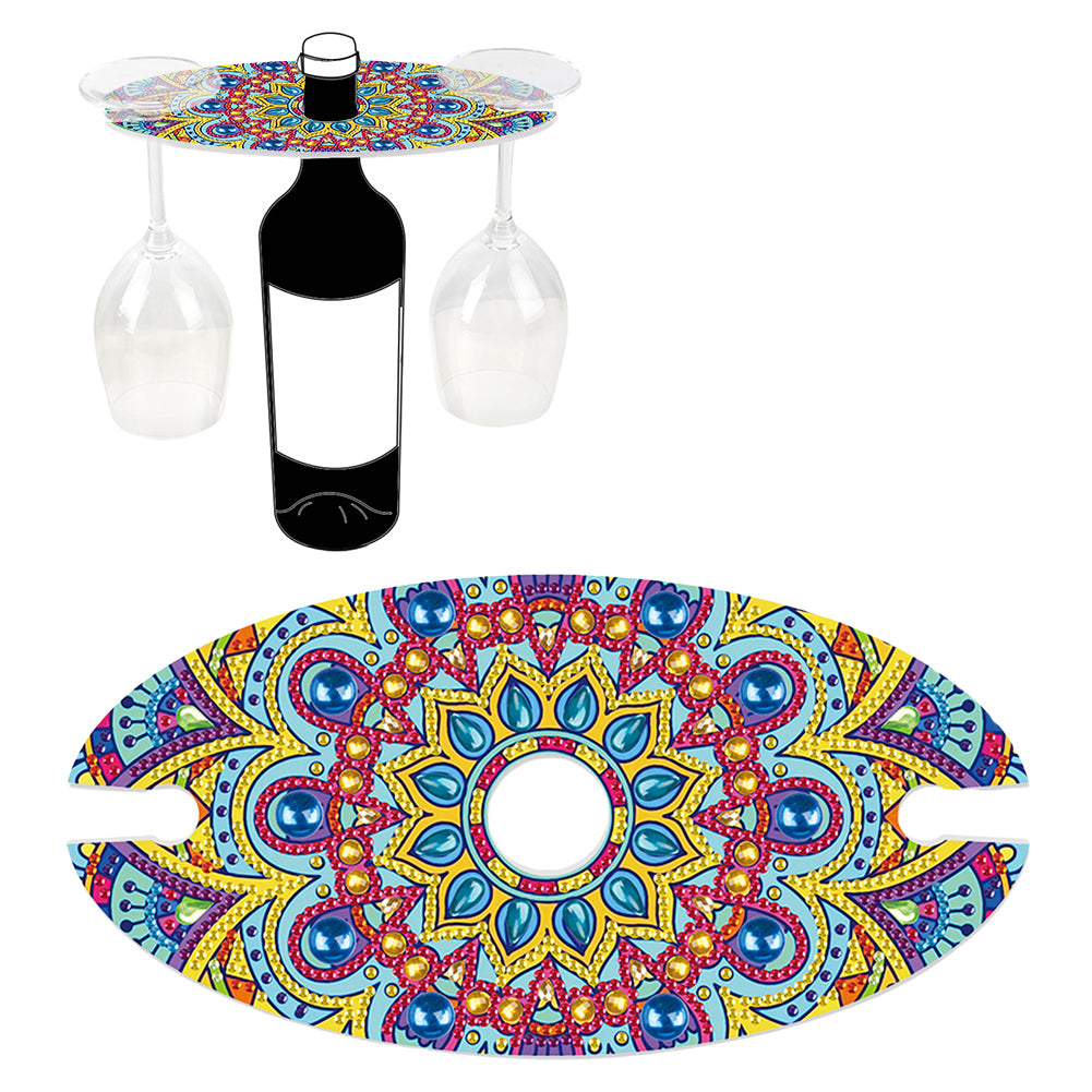 Acrylic Special Shaped Mandala Art 5D DIY Diamond Art Wine Bottle Holder for Bar