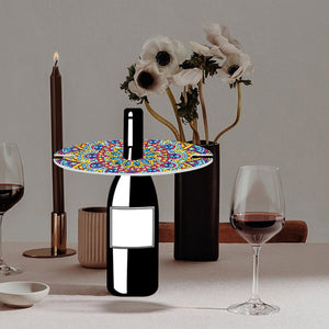 Acrylic Special Shaped Mandala Art 5D DIY Diamond Art Wine Bottle Holder for Bar