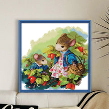 Load image into Gallery viewer, Joy Sunday - Mrs. Mouse And Daughters Picking Fruit - 43*43CM 14CT 2 Counted Cross Stitch
