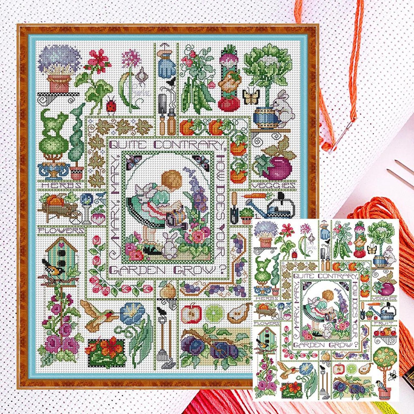 Mary'S Garden - Partial 14CT Counted Cross Stitch 40x49CM - Joy Sunday Backstitch
