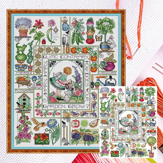 Mary'S Garden - Partial 14CT Counted Cross Stitch 40x49CM - Joy Sunday Backstitch