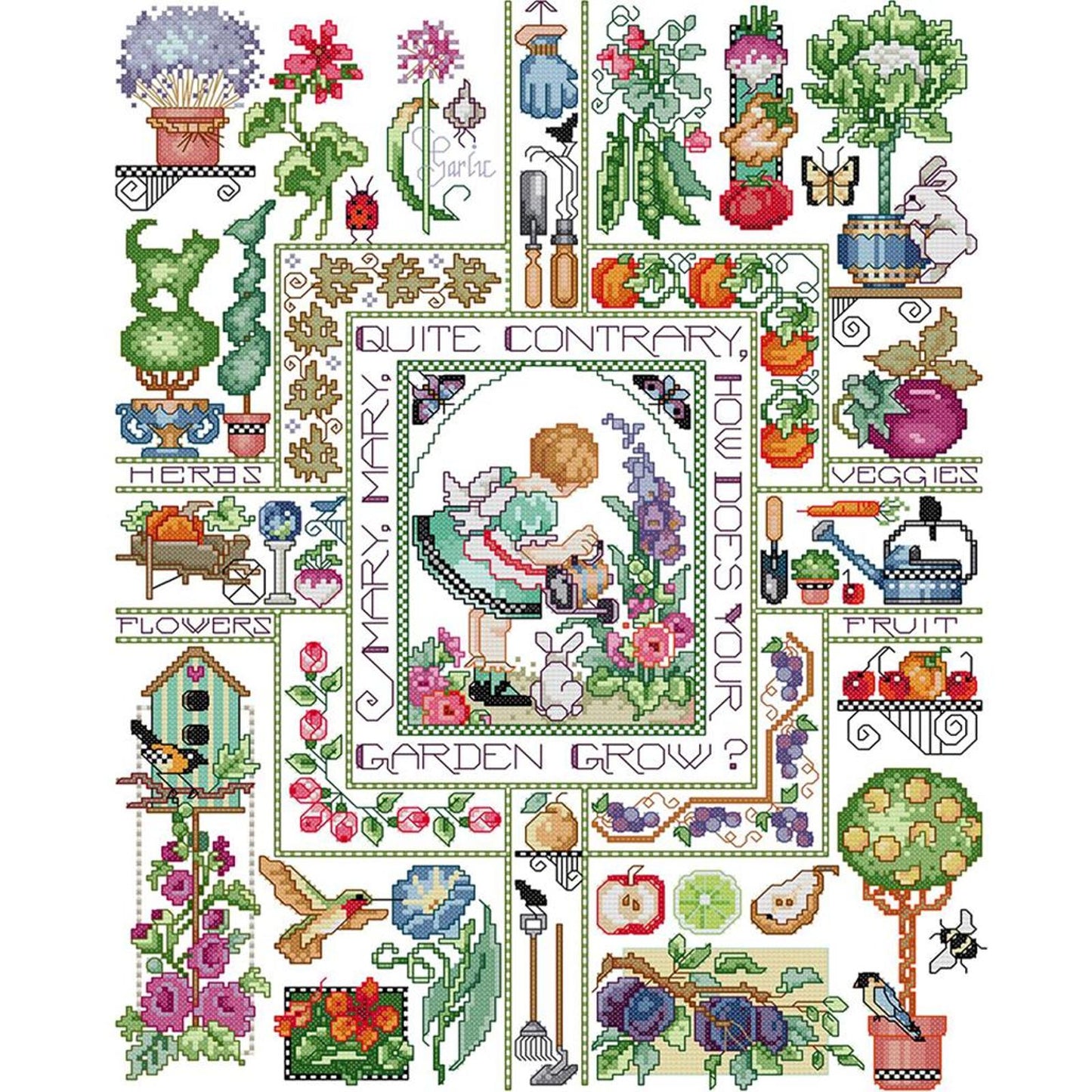 Mary'S Garden - Partial 14CT Counted Cross Stitch 40x49CM - Joy Sunday Backstitch