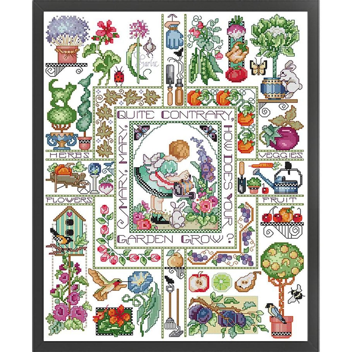 Mary'S Garden - Partial 14CT Counted Cross Stitch 40x49CM - Joy Sunday Backstitch