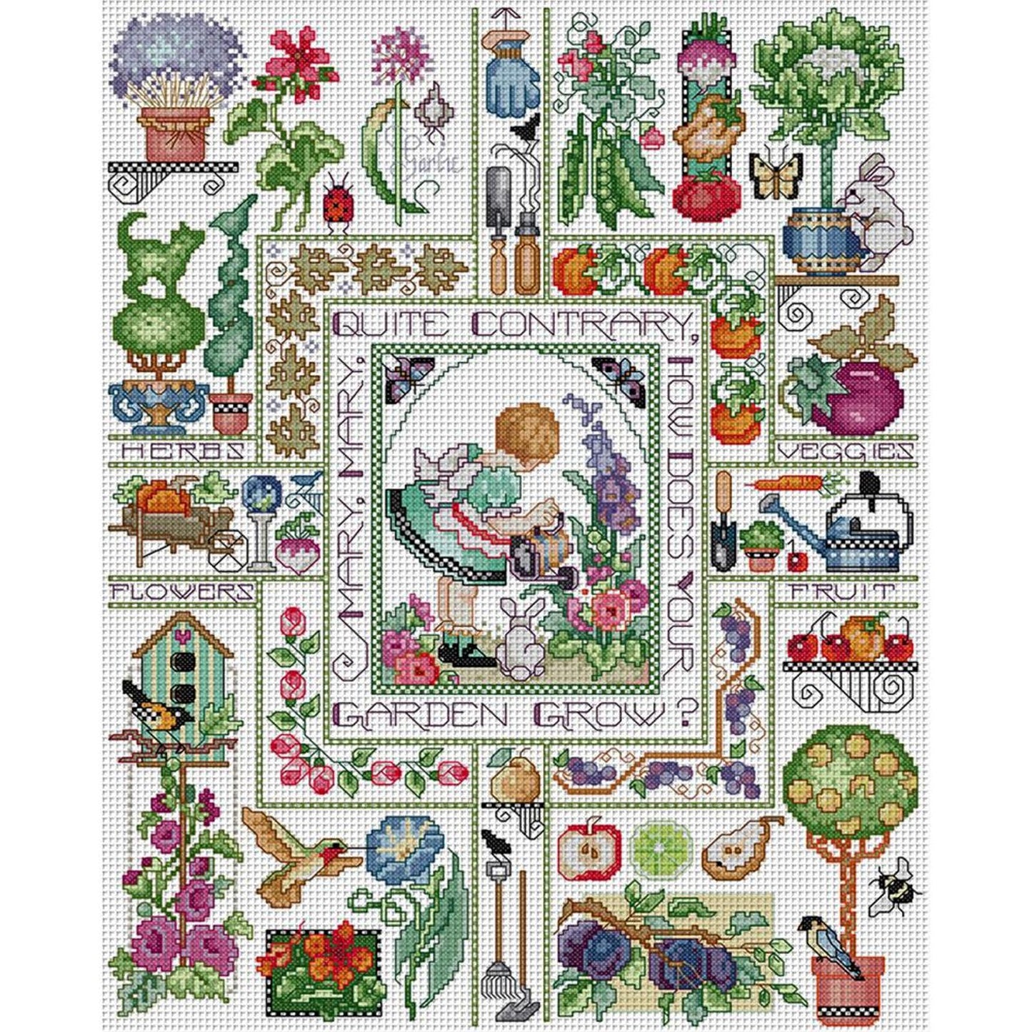 Mary'S Garden - Partial 14CT Counted Cross Stitch 40x49CM - Joy Sunday Backstitch