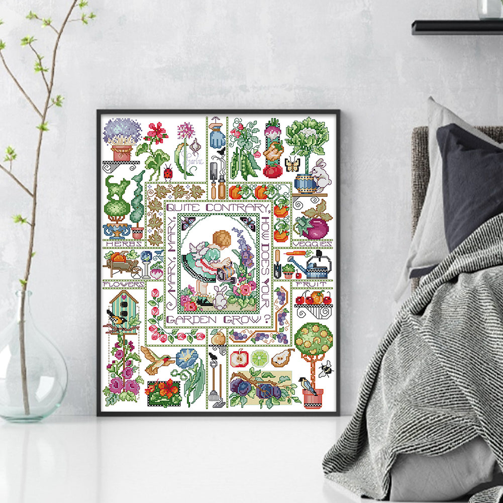 Mary'S Garden - Partial 14CT Counted Cross Stitch 40x49CM - Joy Sunday Backstitch