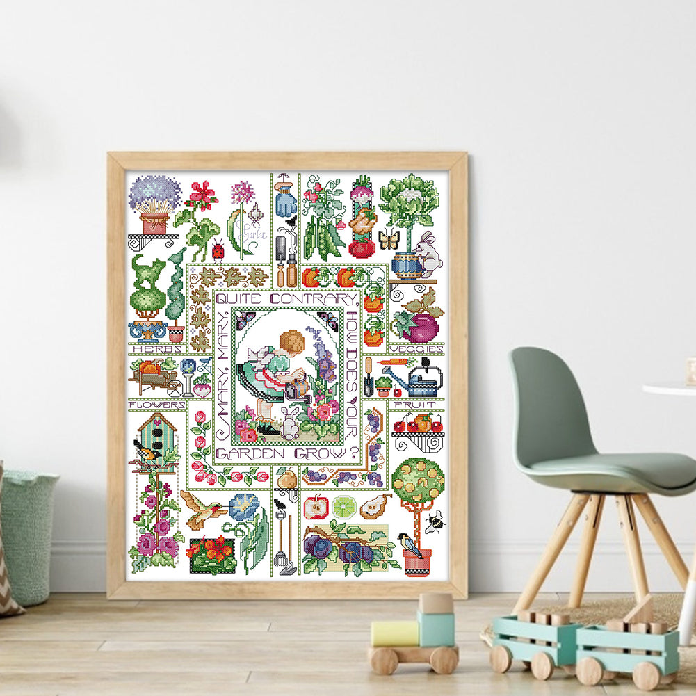 Mary'S Garden - Partial 14CT Counted Cross Stitch 40x49CM - Joy Sunday Backstitch